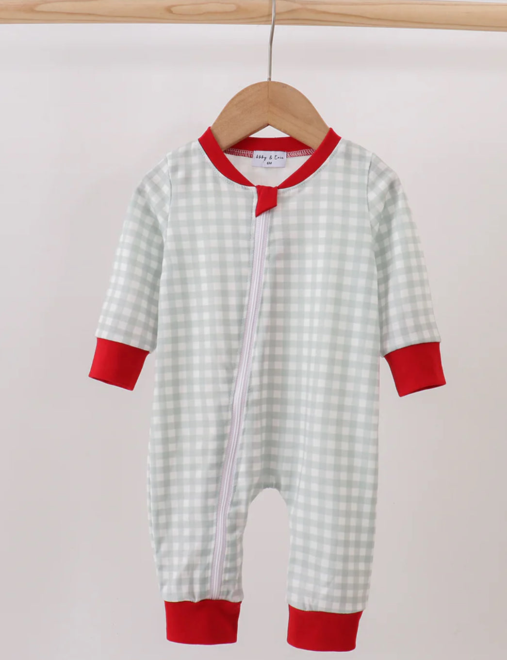 Abby & Evie Sage Gingham Romper