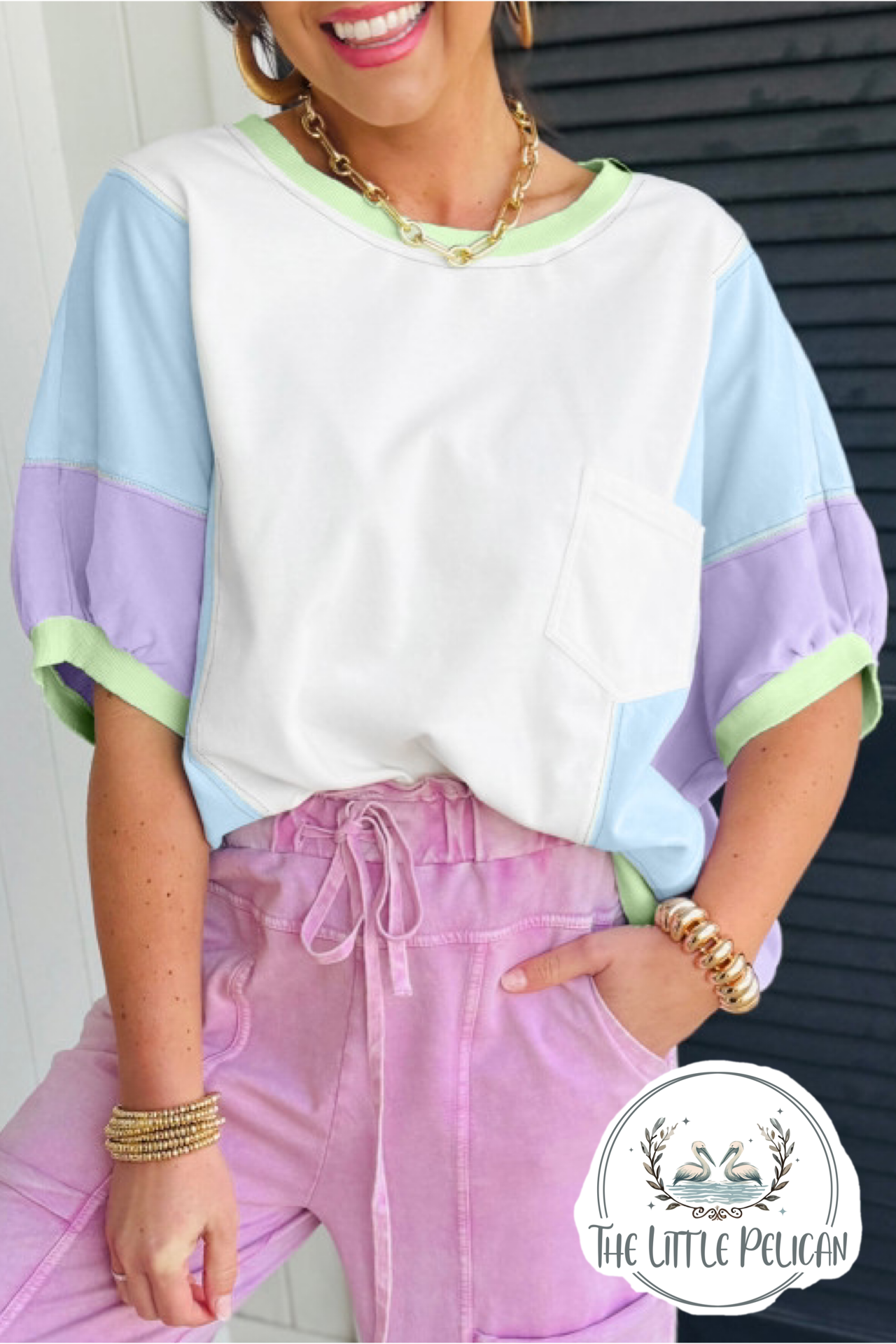 Oversize Pastel Colorblock Tee