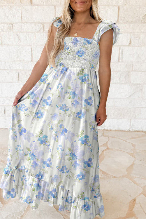 Purple & Blue Floral Maxi Dress
