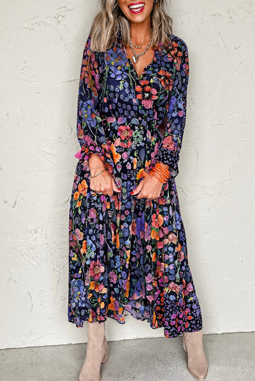 Fall Floral Long Sleeve Dress