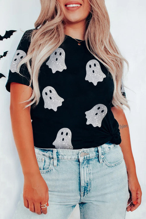 Silver Glitter Ghost Tee
