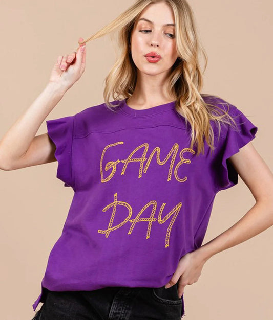 Purple & Gold Game Day Ruffle Tee