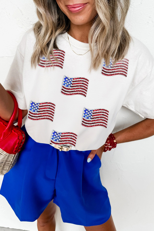 Sequin American Flag Tee