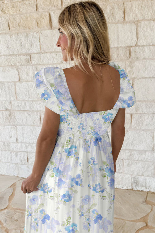 Purple & Blue Floral Maxi Dress