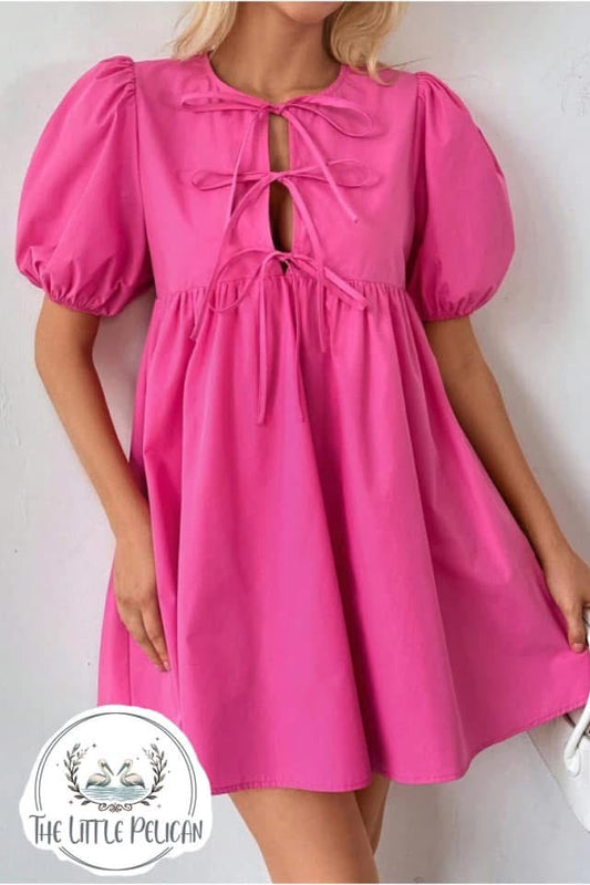 Pink Triple Tie Mini Dress
