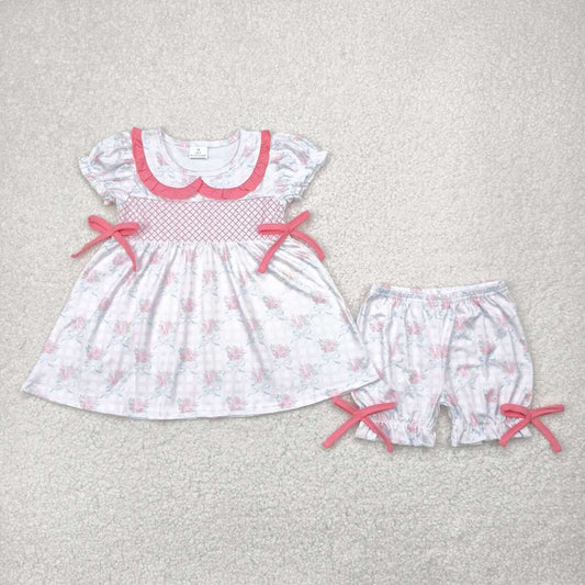 Smocked Pink Rosette Short Set