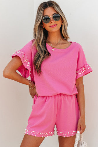 Pink Pearl Ruffle Set