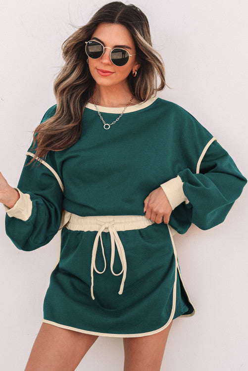 Evergreen Contrast Skort Set