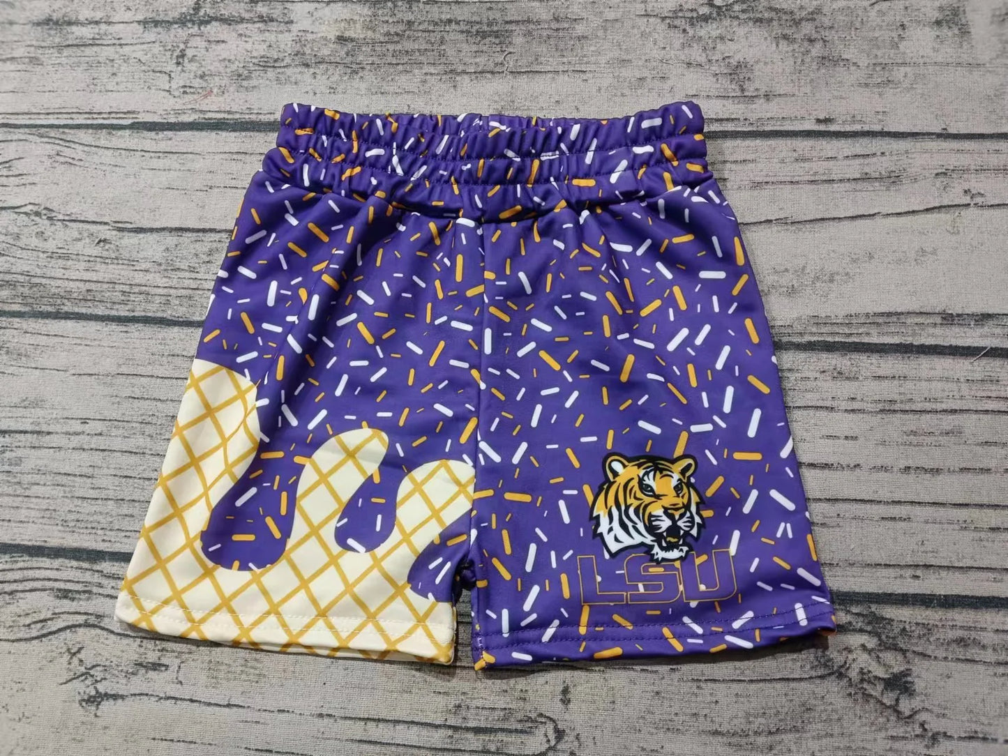 Boy’s Purple LSU Drip Shorts