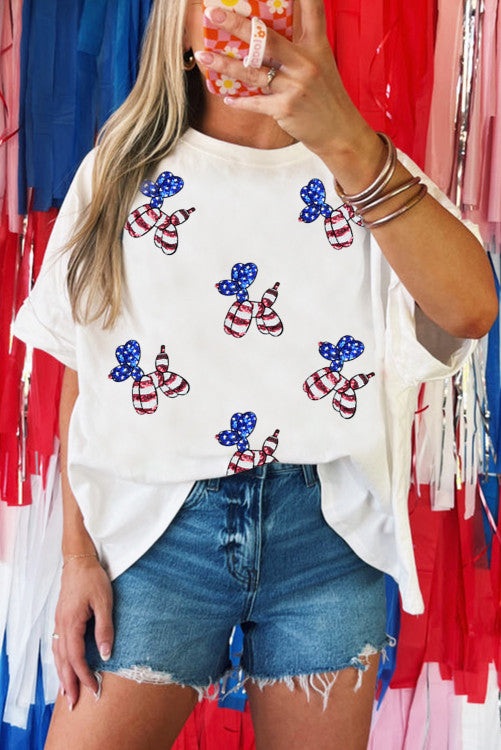 4th of July Sequin Balloon Dog Tee