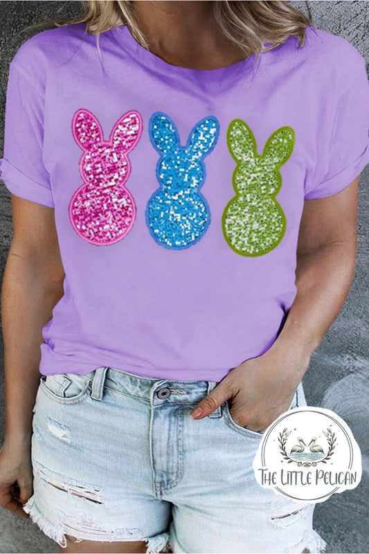 Purple Sequin Bunny Tee