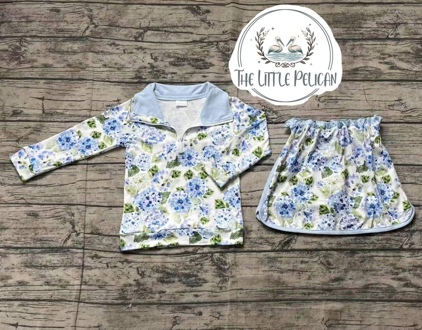 Blue Hydrangea Skirt Set