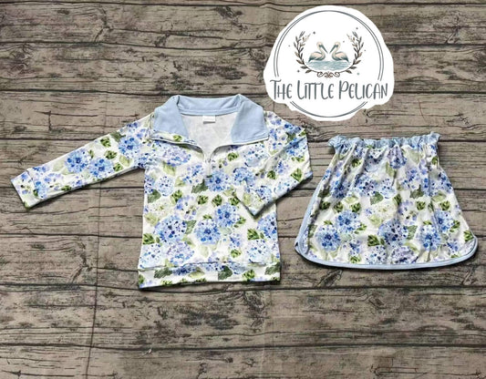 Blue Hydrangea Skirt Set